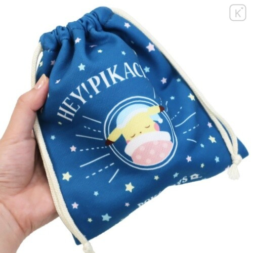Japan Pokemon Drawstring Bag (S) - Pikachu / Good Night - 3