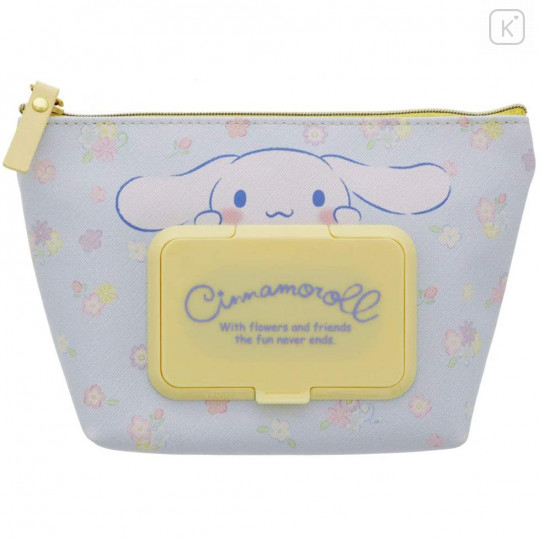 Japan Sanrio Wet Wipe Pocket Pouch - Cinnamoroll / Flowers - 1