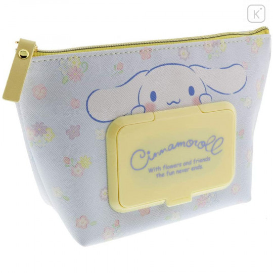 Japan Sanrio Wet Wipe Pocket Pouch - Cinnamoroll / Flowers - 3