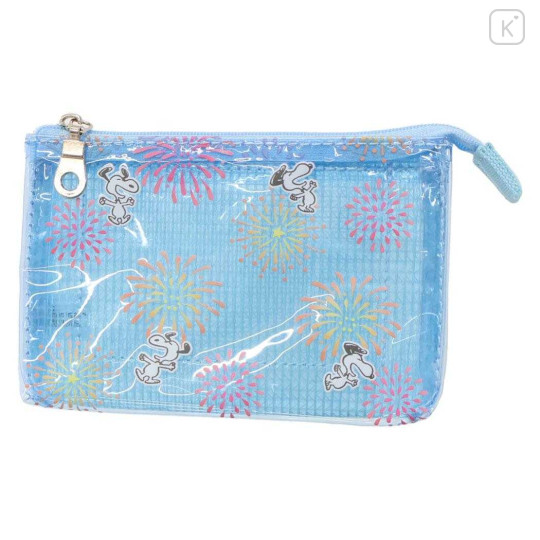 Japan Peanuts 3-Pocket Mini Clear Flat Pouch - Snoopy : Summer Firework - 1