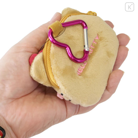 Japan Sanrio Face-shaped Pouch with Carabiner - Hello Kitty : Y2K Gal Tan Sunburned with Glasses - 2