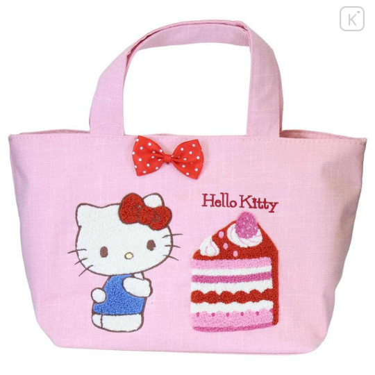 Japan Sanrio Sagara Embroidery Lunch Bag - Hello Kitty : Shortcake Pink - 1