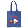 Japan Sanrio Denim Sagara Embroidery Tote Bag - Hello Kitty : Phone Call - 1