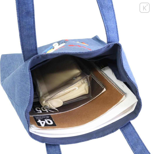 Japan Sanrio Denim Sagara Embroidery Tote Bag - Hello Kitty : Phone Call - 3