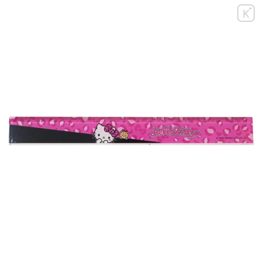 Japan Sanrio 17cm Ruler - Hello Kitty : Gal Art Big Ribbon Leopard - 1