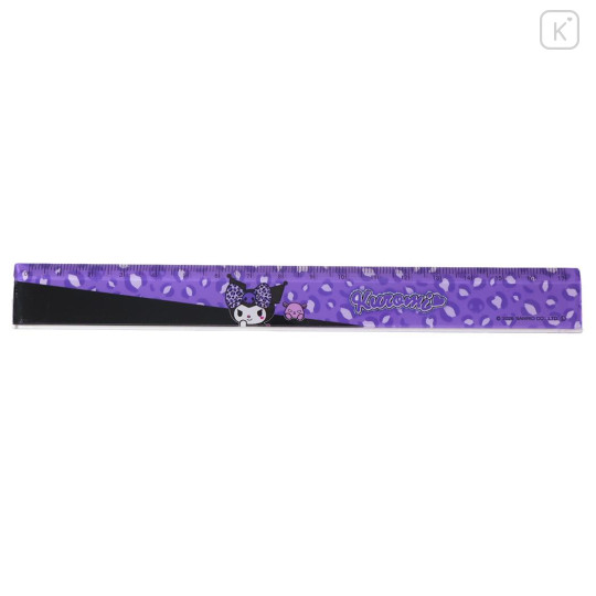 Japan Sanrio 17cm Ruler - Kuromi : Gal Art Big Ribbon Leopard - 1