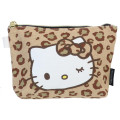 Japan Sanrio Cosmetic Pouch - Hello Kitty : Canvas Leopard Wink - 1