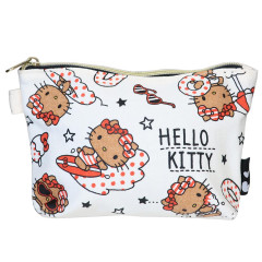 Japan Sanrio Cosmetic Pouch - Hello Kitty : Canvas Tan Sunburned Swimsuit Beach