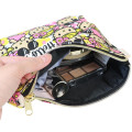 Japan Sanrio Cosmetic Pouch - Hello Kitty : Canvas Tan Sunburned Pink Flower - 3