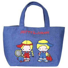 Japan Sanrio Denim Sagara Embroidery Lunch Bag - Patty & Jimmy : Tennis