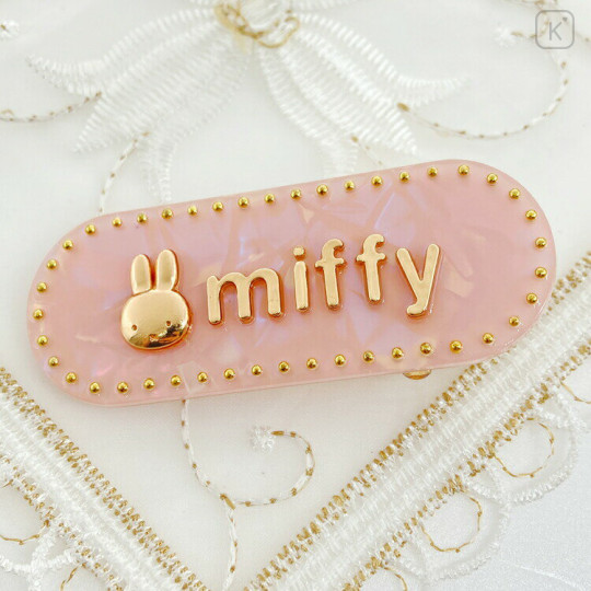 Japan Miffy Acrylic Hair Clip - Sherbet Pearl Marble Pink Gold - 1