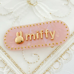 Japan Miffy Acrylic Hair Clip - Sherbet Pearl Marble Pink Gold