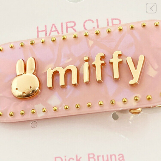 Japan Miffy Acrylic Hair Clip - Sherbet Pearl Marble Pink Gold - 2