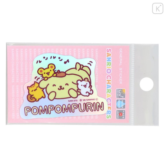 Japan Sanrio Vinyl Hologram Sticker - Pompompurin : Friends Hangout - 1