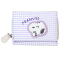 Japan Peanuts Mini Trifold Wallet - Snoopy : Gingham Light Purple - 1