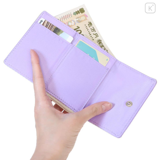 Japan Peanuts Mini Trifold Wallet - Snoopy : Gingham Light Purple - 3