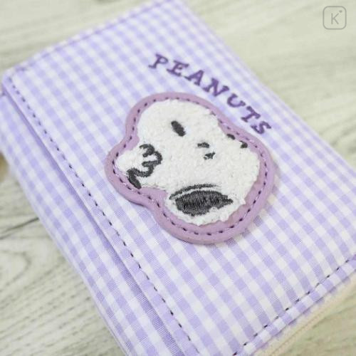 Japan Peanuts Mini Trifold Wallet - Snoopy : Gingham Light Purple - 6