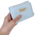 Japan Peanuts Mini Trifold Wallet - Snoopy : Gingham Light Blue - 2