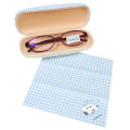 Japan Peanuts Glasses Case with Cloth - Snoopy : Gingham Light Blue - 2