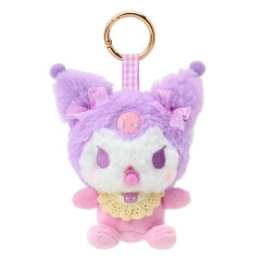 Japan Sanrio Mascot Holder Bag Charm - Kuromi : Baby Ribbon Fluffy