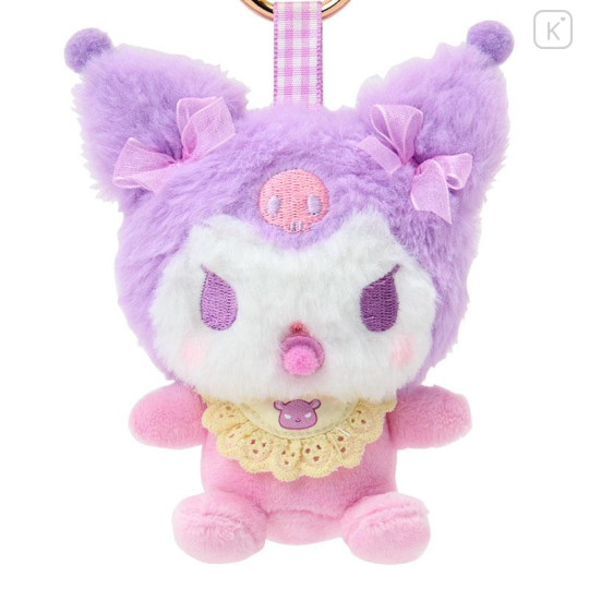 Japan Sanrio Mascot Holder Bag Charm - Kuromi : Baby Ribbon Fluffy - 2