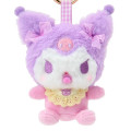 Japan Sanrio Mascot Holder Bag Charm - Kuromi : Baby Ribbon Fluffy - 2