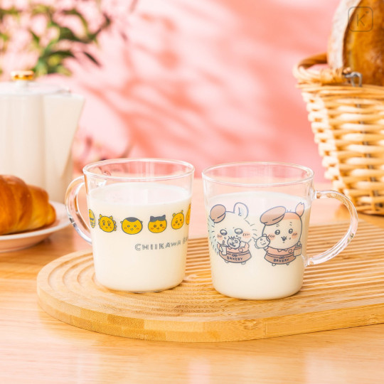 Japan Chiikawa Heat-Resistant Glass Mug - Chiikawa : Chiikawa Bakery Bread Lover Characters Face - 4