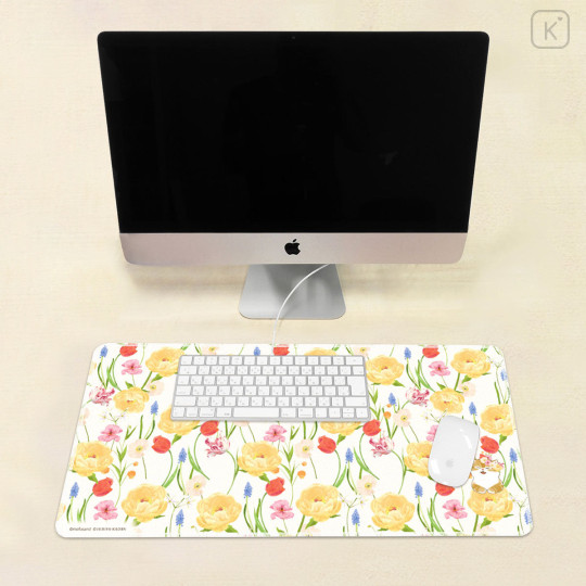 Japan Mofusand Hibiya Kadan Desk Mat - Flower Cat Spring Yellow - 2