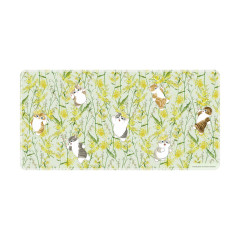 Japan Mofusand Hibiya Kadan Desk Mat - Flower Cat Spring Green