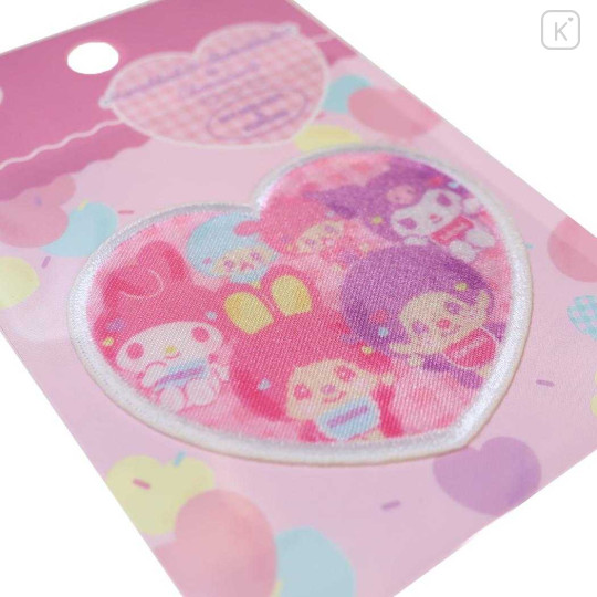 Japan Monchhichi × Sanrio Versatile Iron-On and Sticker Patch - Heart Pink - 2