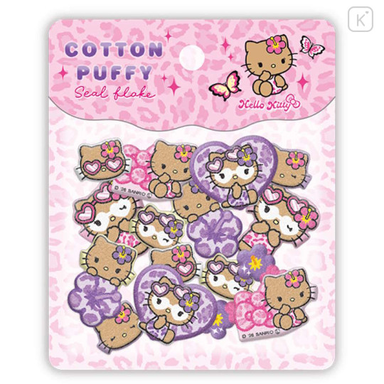 Japan Sanrio Cotton Puffy Seal Flakes - Hello Kitty : Leopard Mode - 1