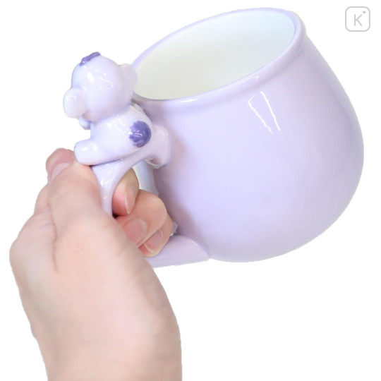 Japan Disney 3D Porcelain Mug with Nokkari Figure - Winnie the Pooh : Lumpy Light Purple - 2