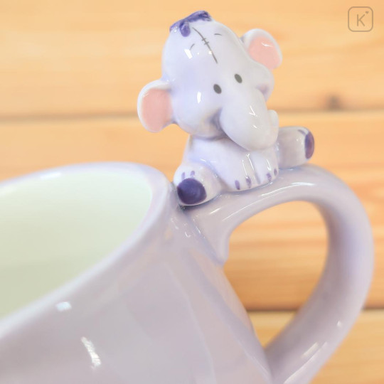 Japan Disney 3D Porcelain Mug with Nokkari Figure - Winnie the Pooh : Lumpy Light Purple - 3