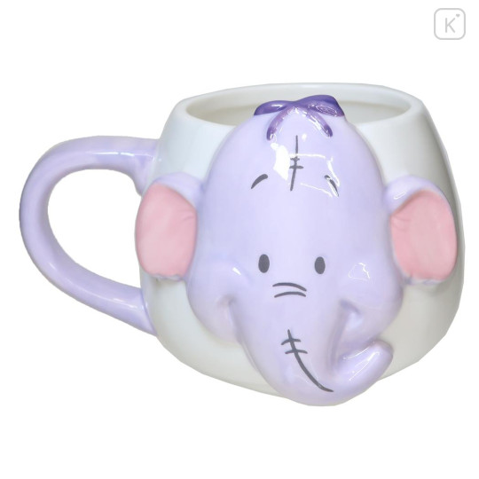 Japan Disney 3D Porcelain Mug - Winnie the Pooh : Lumpy Face Light Purple - 1