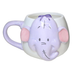 Japan Disney 3D Porcelain Mug - Winnie the Pooh : Lumpy Face Light Purple