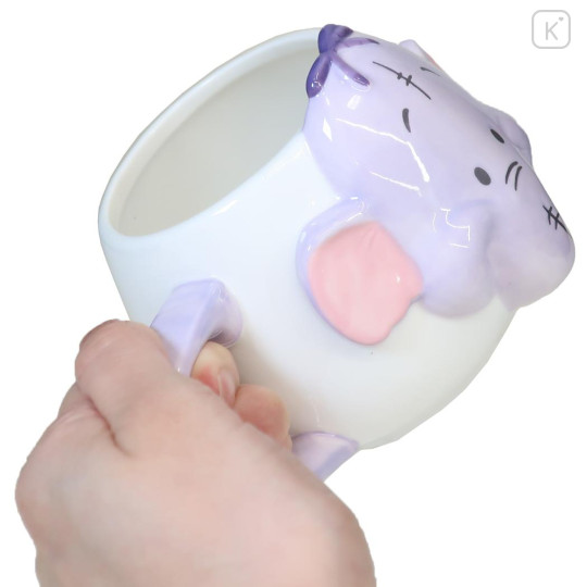 Japan Disney 3D Porcelain Mug - Winnie the Pooh : Lumpy Face Light Purple - 3