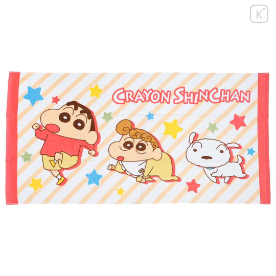 Japan Crayon Shin-chan Bath Towel - Shinnosuke Nohara & Shiro : Sister Star - 1