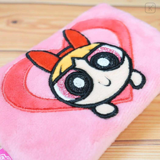 Japan The Powerpuff Girls Fluffy Pass Case Card Holder & Coil Spring - Blossom Face Heart - 3