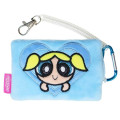 Japan The Powerpuff Girls Fluffy Pass Case Card Holder & Coil Spring - Bubbles Face Heart - 1