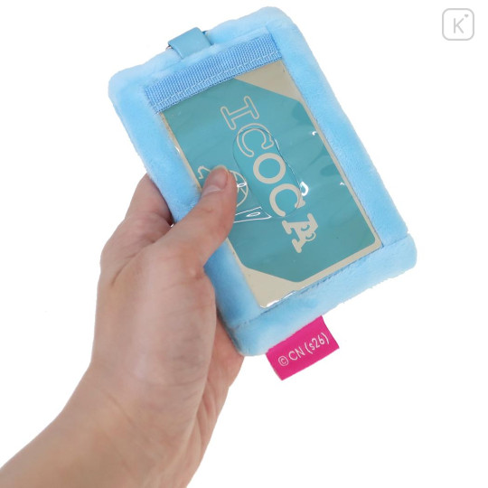 Japan The Powerpuff Girls Fluffy Pass Case Card Holder & Coil Spring - Bubbles Face Heart - 2