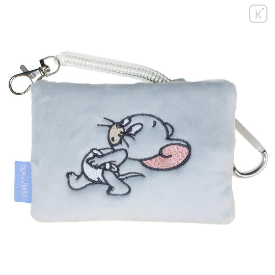 Japan Tom and Jerry Fluffy Pass Case Card Holder & Coil Spring - Tuffy Face - 1