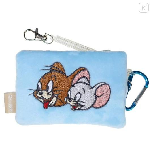 Japan Tom and Jerry Fluffy Pass Case Card Holder & Coil Spring - Tuffy & Jerry : Blue Face - 1