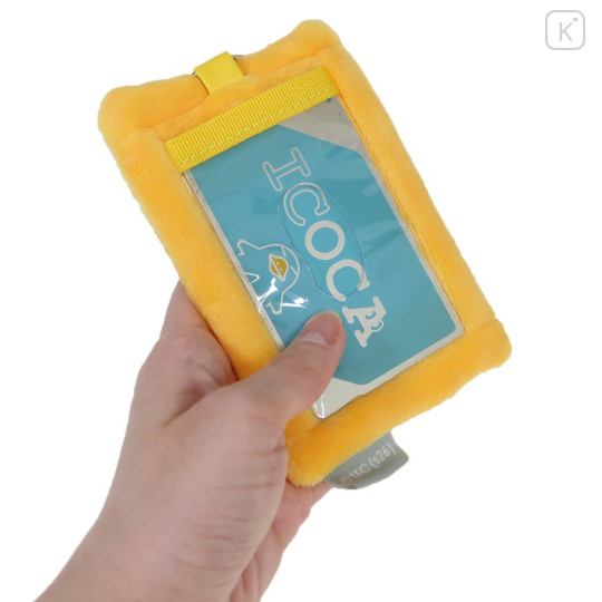 Japan Tom and Jerry Fluffy Pass Case Card Holder & Coil Spring - Tom & Jerry : Face Yellow - 2