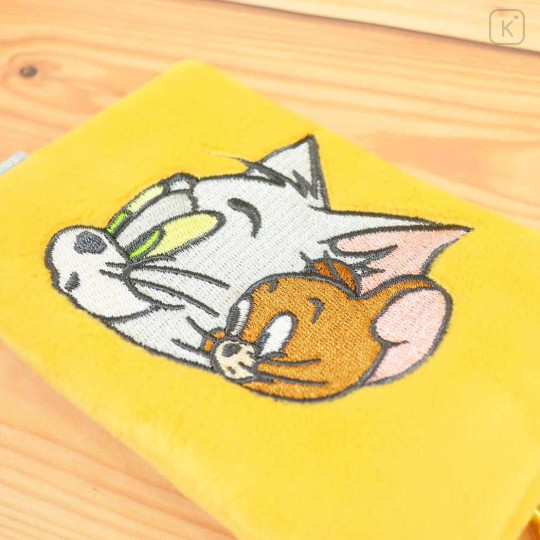 Japan Tom and Jerry Fluffy Pass Case Card Holder & Coil Spring - Tom & Jerry : Face Yellow - 3