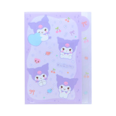 Japan Sanrio 5 Pockets A4 Clear File - Kuromi : Marshmallow Pop