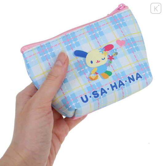 Japan Sanrio Triangular Mini Pouch - Usahana : Blue Pink - 2