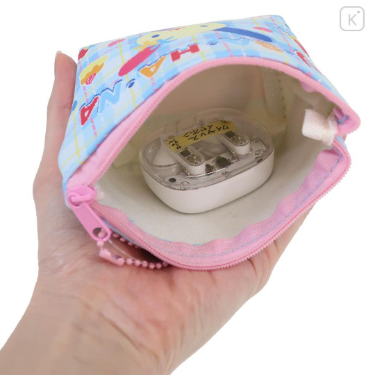 Japan Sanrio Triangular Mini Pouch - Usahana : Blue Pink - 3