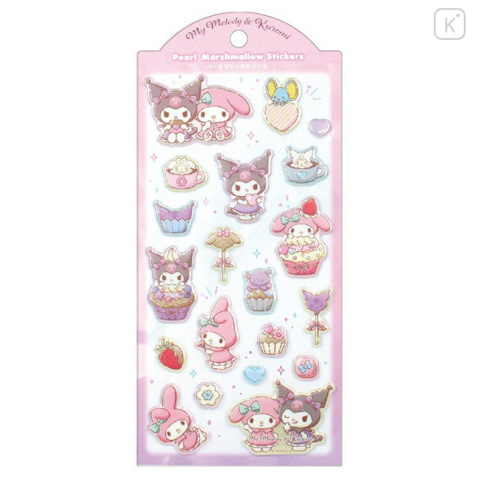 Japan Sanrio Pearl Marshmallow Sticker - Kuromi & My Melody : Choco - 1