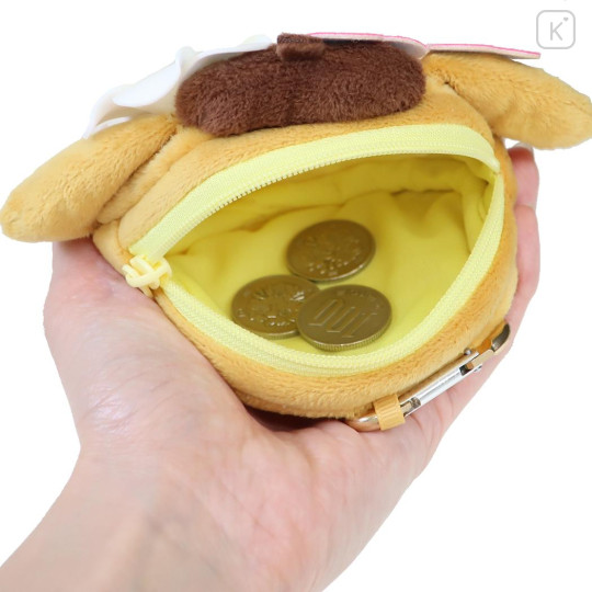 Japan Sanrio Face-Shaped Pouch with Carabiner - Pompompurin : Heart Eyes Summer Tan Sunburned Swimsuit Gal - 3