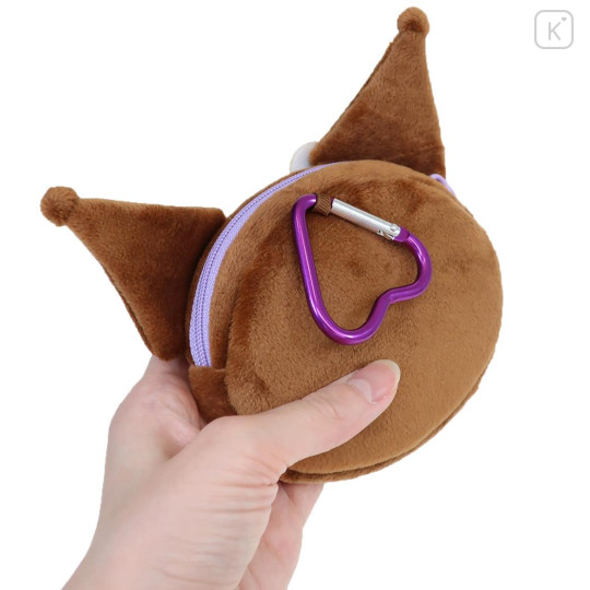 Japan Sanrio Face-shaped Pouch with Carabiner - Kuromi : Heart Eyes Summer Tan Sunburned Swimsuit Gal - 2